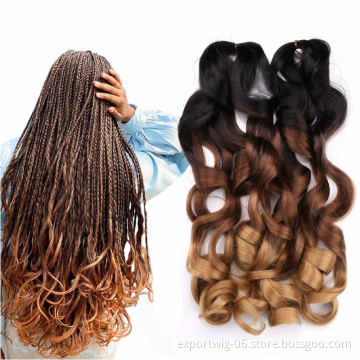 Synthetic Loose Body Wave Crochet Braids Hair 22inch 150g Synthetic Ombre Silky Spiral Curl Wavy Braiding Hair Extension